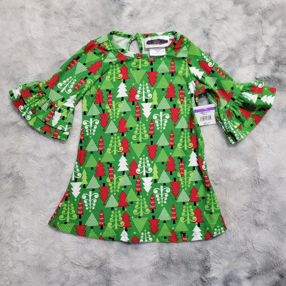 Rare Editions 18M Girl's Christmas Tree Print Dress